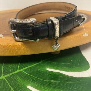Brighton Thin Leather Heart Charm Belt Sz:S 28